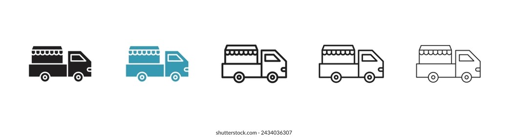 Mobile Diner Vector Icon Set. Wanderlust Bistro vector symbol for UI design.