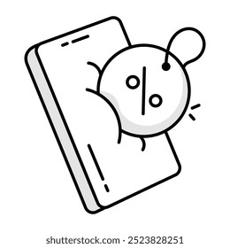Mobile discount icon in drawing style 

