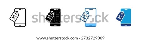 Mobile Discount Multiple Style Icon Design Vector - Smartphone with price tag representing special offer, promotional pricing, and digital deals