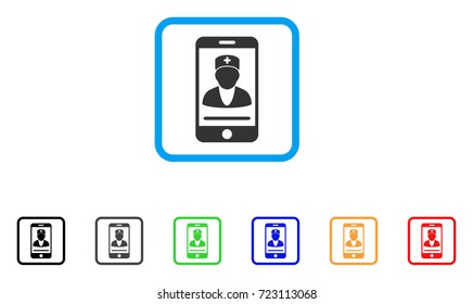 Mobile Doctor icon. Flat iconic symbol in a rounded rectangle. Black, gray, green, blue, red, orange color versions of Mobile Doctor vector. Designed for web and application user interface.