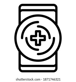 Icono de doctor móvil. Esbozar icono vectorial de doctor móvil para diseño web aislado en fondo blanco