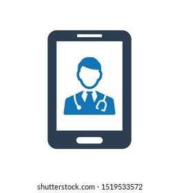 Mobile doctor icon. vector graphics