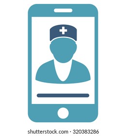 Mobile Doctor vector icon. Style is bicolor flat symbol, cyan and blue colors, rounded angles, white background.