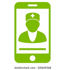 Mobile Doctor vector icon. Style is flat symbol, eco green color, rounded angles, white background.