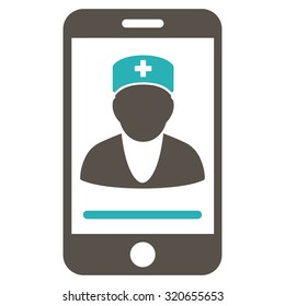 Mobile Doctor vector icon. Style is bicolor flat symbol, grey and cyan colors, rounded angles, white background.