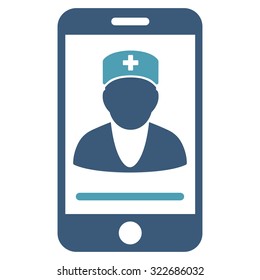 Mobile Doctor vector icon. Style is bicolor flat symbol, cyan and blue colors, rounded angles, white background.