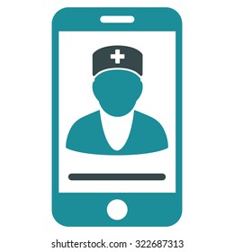 Mobile Doctor vector icon. Style is bicolor flat symbol, soft blue colors, rounded angles, white background.