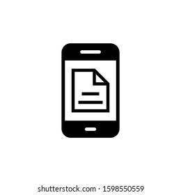 Mobile document line icon, e-learning linear style sign for mobile concept and web design in black flat design on white background, Smartphone with document file outline vector icon