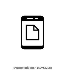 Mobile document line icon, e-learning linear style sign for mobile concept and web design in black flat design on white background, Smartphone with document file outline vector icon