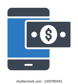 mobile dollar glyph double color icon