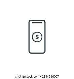 Mobile dollar icon, mobile dollar line icon, vector illustration