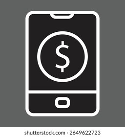 Mobile dollar icon representing mobile marketing performance and revenue tracking with transparent background