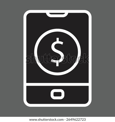 Mobile dollar icon representing mobile marketing performance and revenue tracking with transparent background