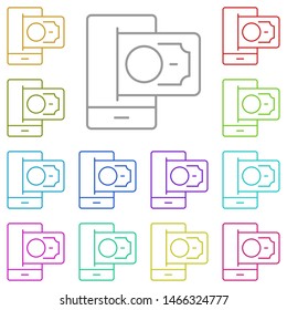 Mobile, dollar multi color icon. Simple thin line, outline vector of saving money icons for ui and ux, website or mobile application