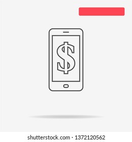 Mobile with dollar sign icon. Vector concept illustration for design.