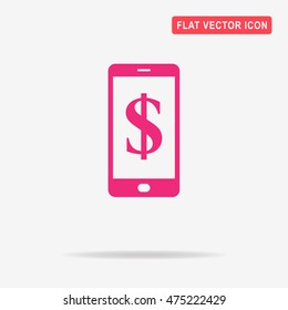 Mobile with dollar sign icon. Vector concept illustration for design.