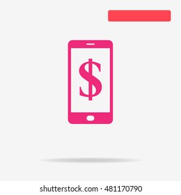 Mobile with dollar sign icon. Vector concept illustration for design.
