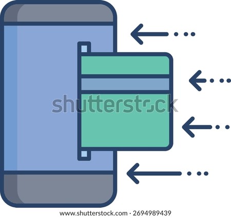 mobile dollar user linear color icon design