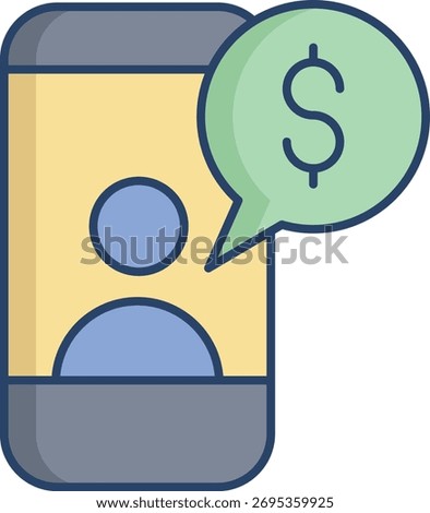 mobile dollar user linear color icon design