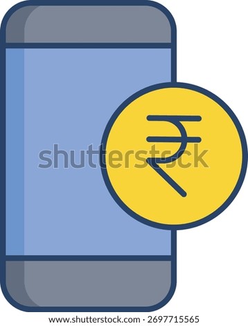 mobile dollar user linear color icon design