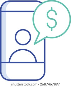 Diseño de icono de color de contorno de usuario de dólar móvil