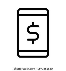 mobile dollar vector thin line icon 