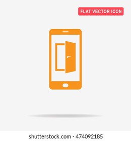 Mobile door icon. Vector concept illustration for design.