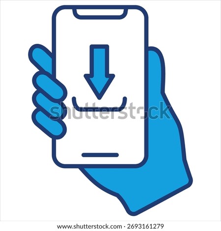 Mobile Download Blue Icon Vector Illustration