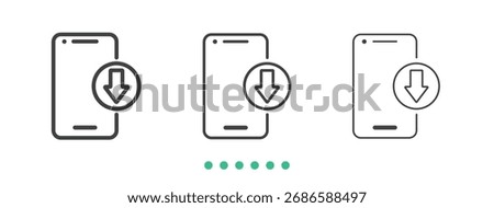 Mobile download icon. Thin line icon vector