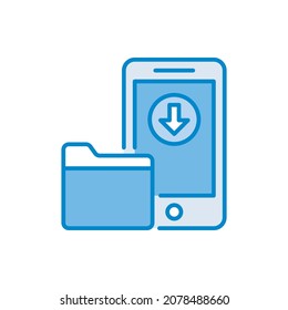 Mobile Download vector blue colours Icon Design illustration. Web And Mobile Application Symbol on White background EPS 10 File