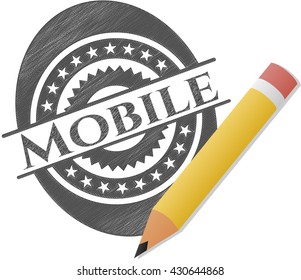 Mobile drawn with pencil strokes