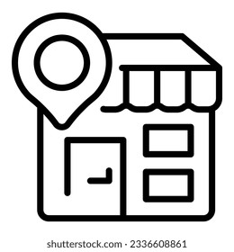 Mobile drop shop icon outline vector. Store map. Pin point