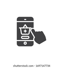 Mobile drugstore vector icon. filled flat sign for mobile concept and web design. Online medicine shopping glyph icon. Symbol, logo illustration. Vector graphics
