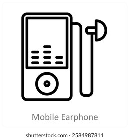 Mobile Earphone and audio icon concept