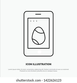 Mobile, Easter, Cell, Egg Line Icon Vector