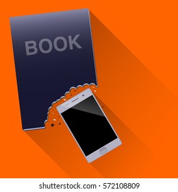 mobile eat book vector long shadow