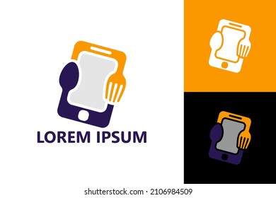 Mobile eat food logo template design vector