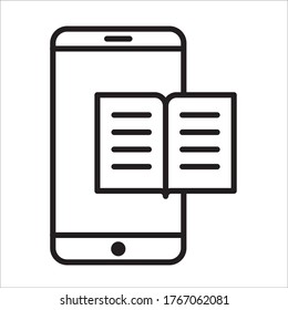 mobile e-book flat outline icon