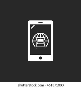 Mobile E-book reader symbol sign simple icon on background