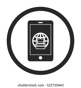 Mobile E-book reader symbol sign silhouette icon on background