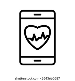 Mobile ECG Outline bold Vector Icon which can be easily modified or Edited 