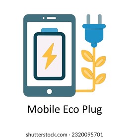 Mobile Eco Plug Vector Flat Icon Design illustration. Nature and ecology Symbol on White background EPS 10 File