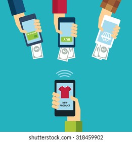 mobile e-commerce concept flat design