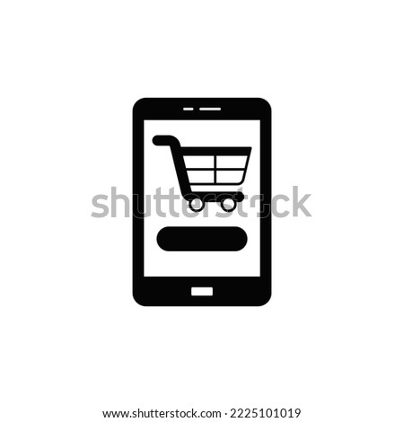 Mobile  ecommerce icon in black flat glyph, filled style isolated on white background