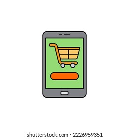 Mobile  ecommerce icon in color, isolated on white background 