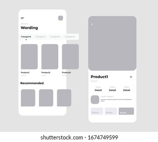 Mobile E-Commerce Product Catagorie Wireframe Design