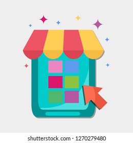 mobile ecommerce shop vector symbol  illustration