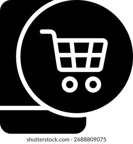 Mobile ecommerce vector illustration, online shopping via smartphone, digital purchase and app interface design. Glyph Icon