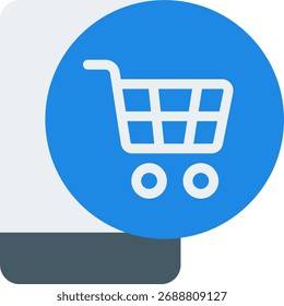 Ilustración vectorial de comercio electrónico móvil, compras en línea a través del teléfono inteligente, compra digital y diseño de interfaz de App. Icono plano