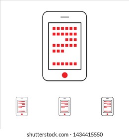 Mobile, Education, Cell, Coding Bold and thin black line icon set